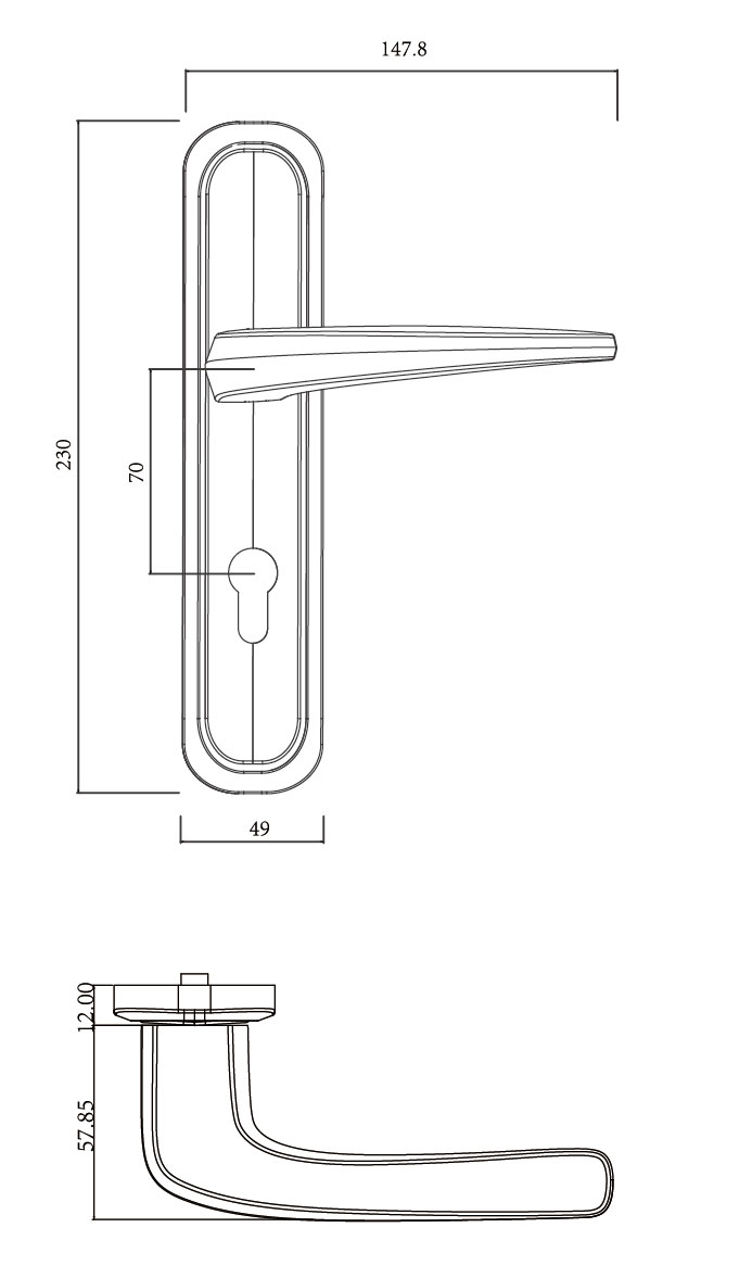 房门面板执手锁